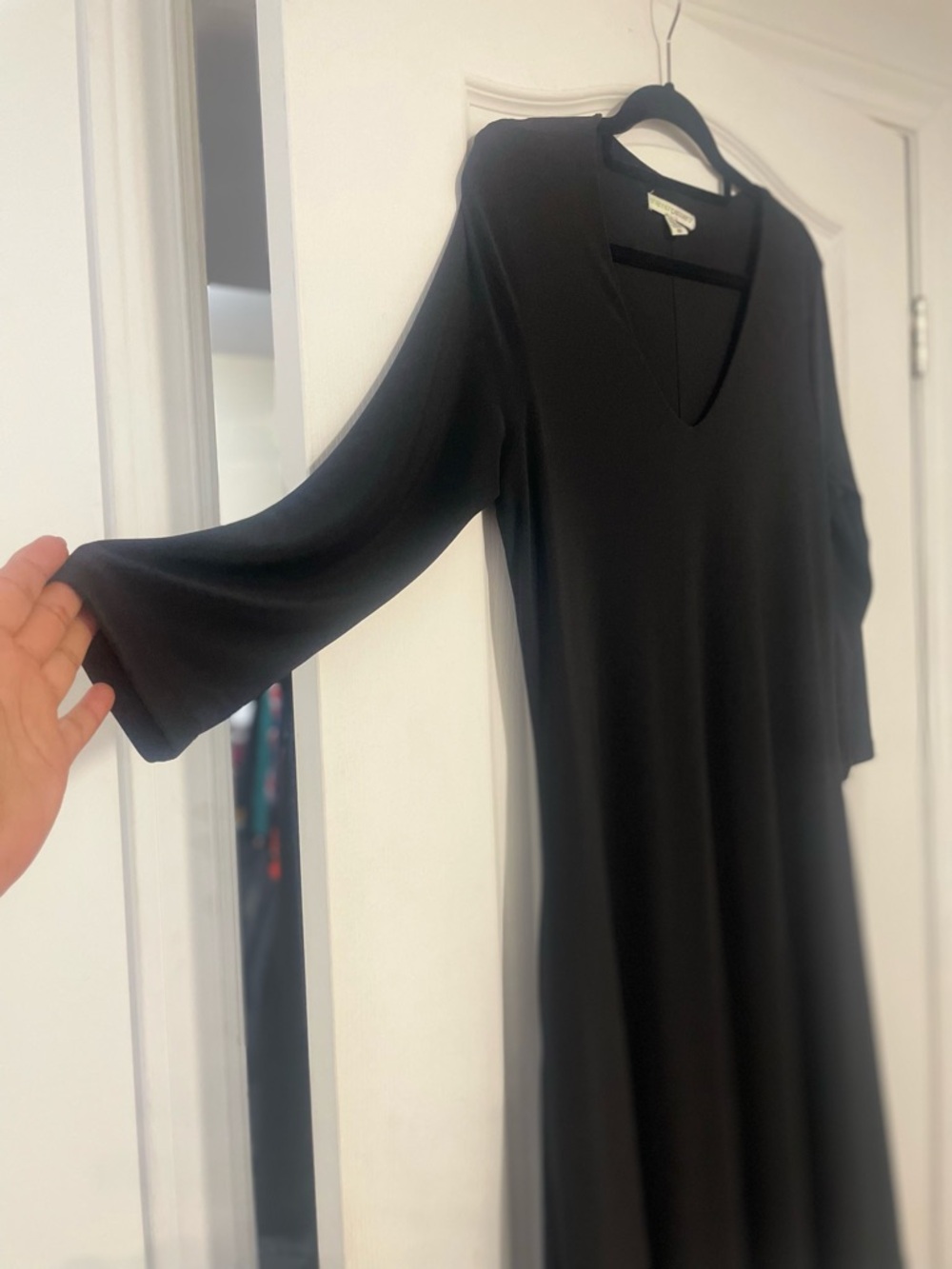 Shannon Passero Black V-Neck Long Sleeve A-Line Dress Size Medium